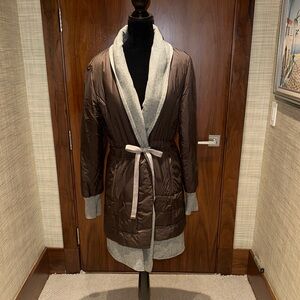 Elegant Brown and Gray Women's Puffer Coat